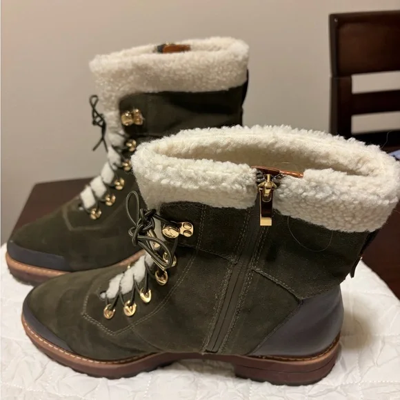 Franco Sarto Women's Olive Suede Lace-Up Boots, size 11, EUC - Picture 2 of 13